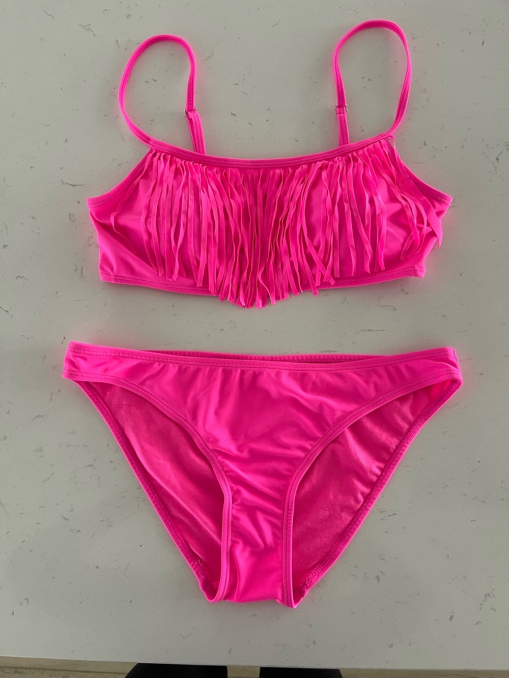Cabana del sol hot pink fringed bikini